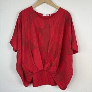Patrizia Luca Top Size L - XL Dolman Sleeve Red Artsy Abstract Geometric Bubble